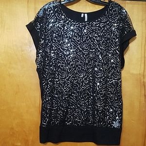 Black Sequin Top Size M